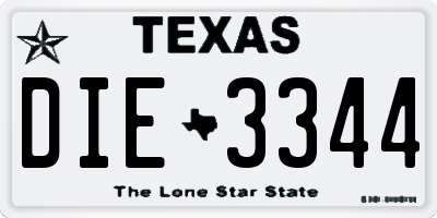 TX license plate DIE3344