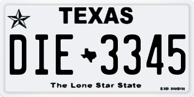 TX license plate DIE3345