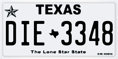 TX license plate DIE3348