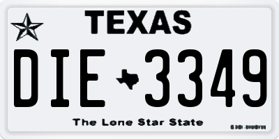 TX license plate DIE3349