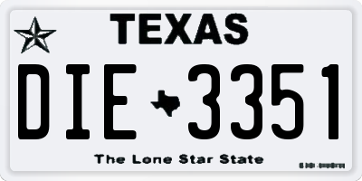 TX license plate DIE3351