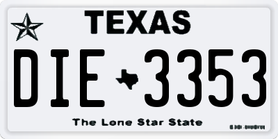 TX license plate DIE3353