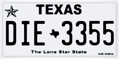 TX license plate DIE3355