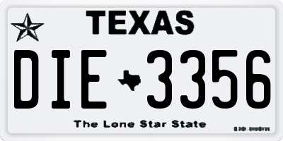 TX license plate DIE3356
