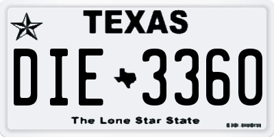 TX license plate DIE3360