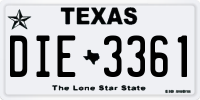 TX license plate DIE3361