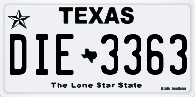 TX license plate DIE3363