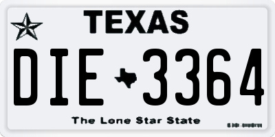 TX license plate DIE3364
