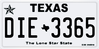 TX license plate DIE3365