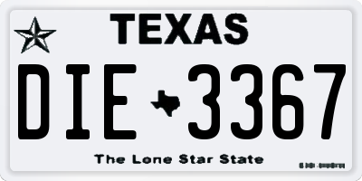 TX license plate DIE3367