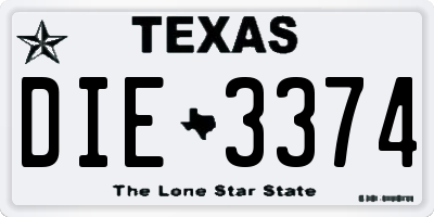 TX license plate DIE3374