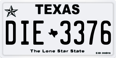 TX license plate DIE3376