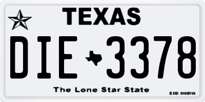 TX license plate DIE3378