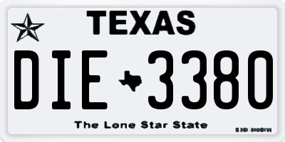TX license plate DIE3380