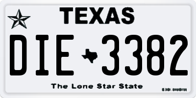 TX license plate DIE3382