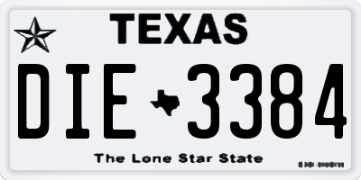 TX license plate DIE3384