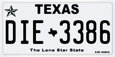 TX license plate DIE3386
