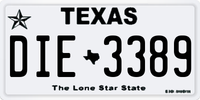 TX license plate DIE3389