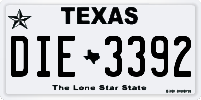 TX license plate DIE3392