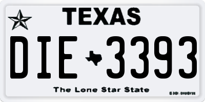 TX license plate DIE3393