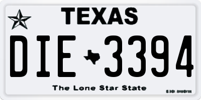 TX license plate DIE3394