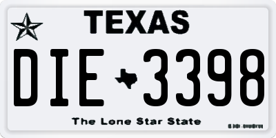 TX license plate DIE3398