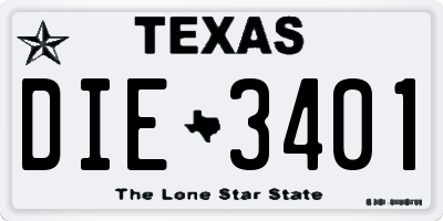 TX license plate DIE3401