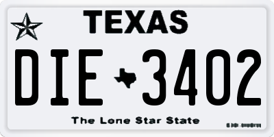 TX license plate DIE3402