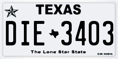 TX license plate DIE3403