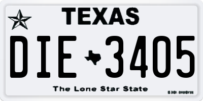TX license plate DIE3405