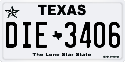 TX license plate DIE3406