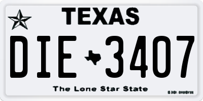 TX license plate DIE3407