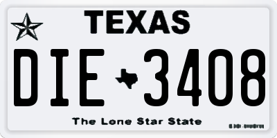 TX license plate DIE3408