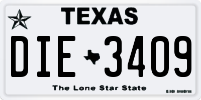 TX license plate DIE3409