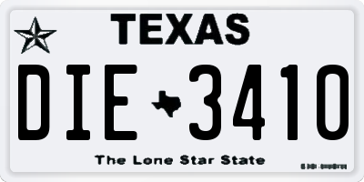 TX license plate DIE3410
