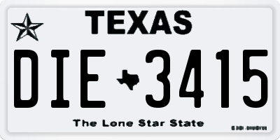 TX license plate DIE3415