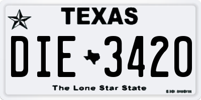 TX license plate DIE3420