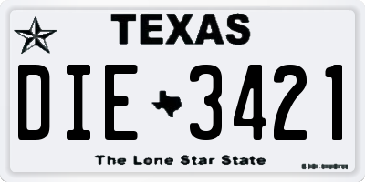 TX license plate DIE3421