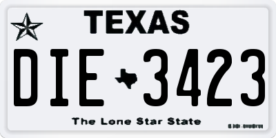 TX license plate DIE3423