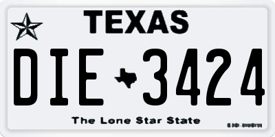 TX license plate DIE3424