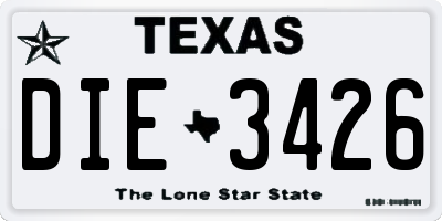 TX license plate DIE3426