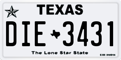 TX license plate DIE3431