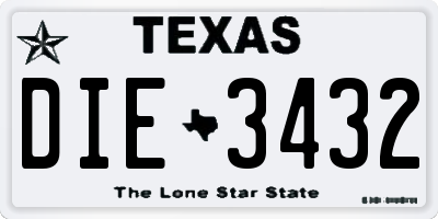 TX license plate DIE3432