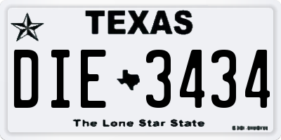 TX license plate DIE3434