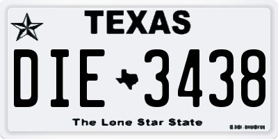 TX license plate DIE3438