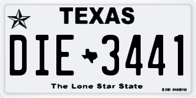 TX license plate DIE3441