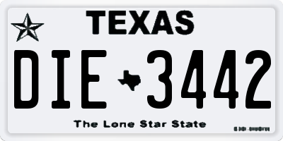 TX license plate DIE3442