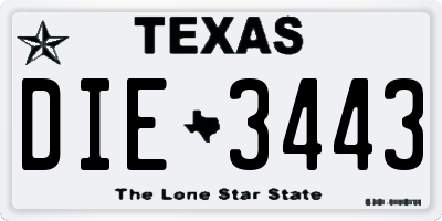 TX license plate DIE3443