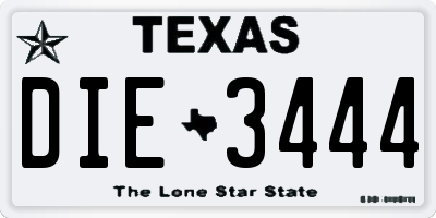 TX license plate DIE3444