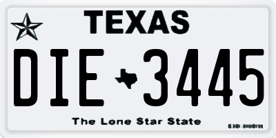 TX license plate DIE3445